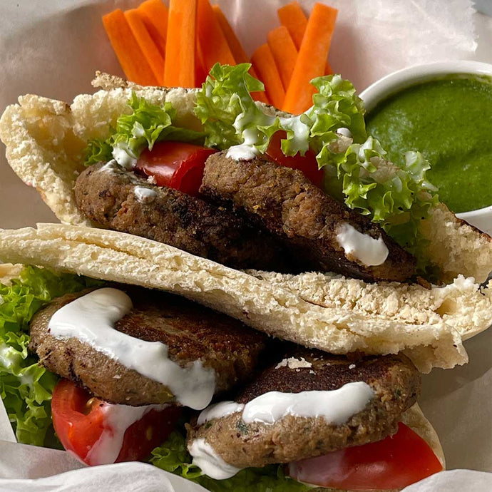 PITA POCKETS WITH SHAMI KEBABS